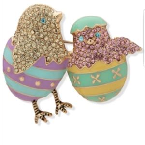 Anne Klein Rose Gold-Tone Pavė Chicks Pin